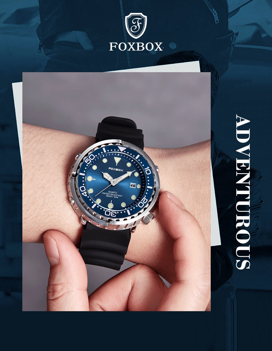 Lige Fashion Mens Watches Foxbox Top Brand Luxury 5ATM Sports Waterproof Quartz Date Luminous Watch The Clothing Company Sydney