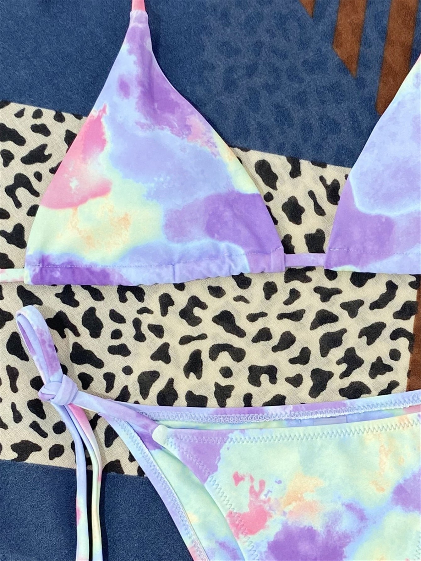 2 Piece Tie Dye Micro Triangle Halter Tie Side Bikini Swimsuit Swimwear Bikini Set Summer Beach Bathing Suit The Clothing Company Sydney