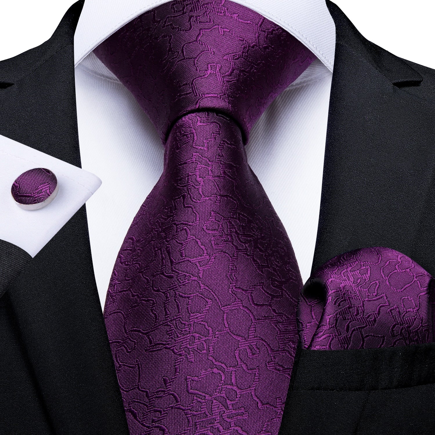 Men Purple Floral Paisley Necktie Business Formal 100% Silk Tie Pocket Square Set For Wedding Party The Clothing Company Sydney