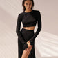 2 Piece Sweater Cropped Top Midi Skirt Matching Set Outfits Button Up Split Skirt Set The Clothing Company Sydney