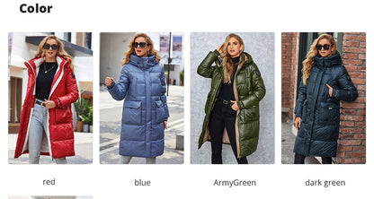 Women's down Jacket Long Classic zipper design Big Pocket Stand Collar Hooded Slim coat Women Parkas The Clothing Company Sydney