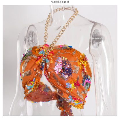 Sequin Backless Slip Mini Chain Straps Short Tulle Cocktail Summer Party Night Lush Prom Dress The Clothing Company Sydney