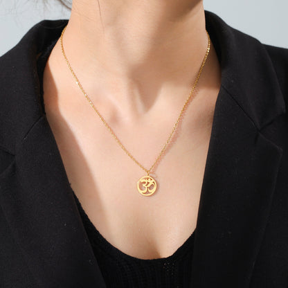 Tamil Om Aum Symbol with Trident Pendant Stainless Steel Necklace Om Shiva Symbol Yoga Vintage Talisman Jewellery The Clothing Company Sydney