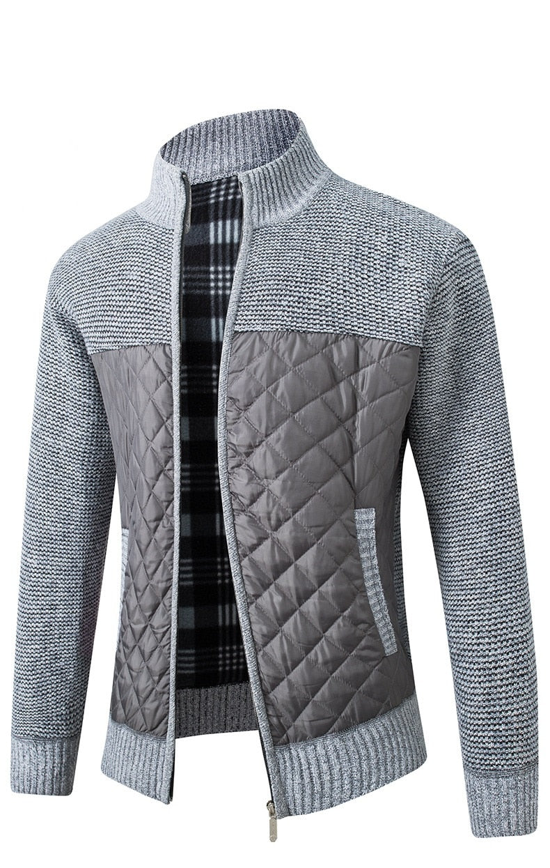 Autumn Winter Men's Jacket Slim Fit Stand Collar Zipper Solid Thick Warm Jacket Cardigan Sweater The Clothing Company Sydney