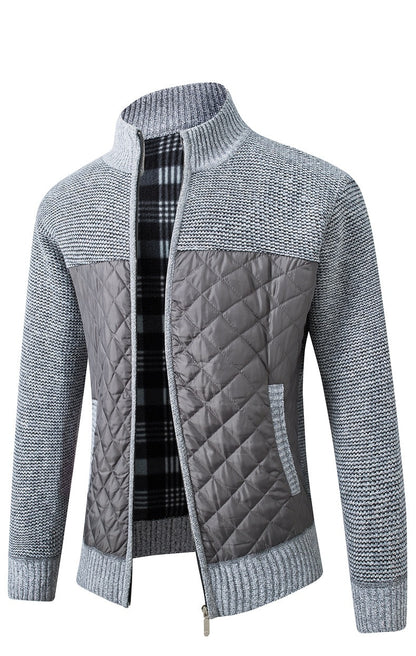 Autumn Winter Men's Jacket Slim Fit Stand Collar Zipper Solid Thick Warm Jacket Cardigan Sweater The Clothing Company Sydney