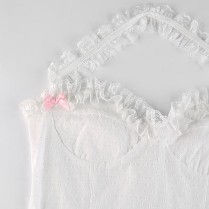 y2k Ruffles Bow Cute Sweet Sundress Fairycore Backless Party Beach Halter Zip Bodycon Mini Dress The Clothing Company Sydney