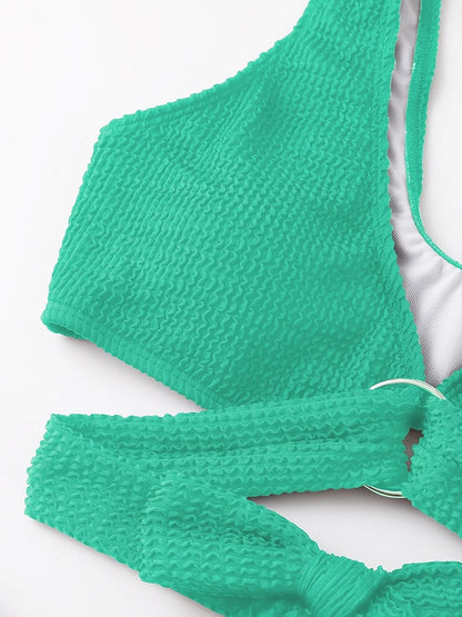 Metal Ring Textured Bikini Swimsuit Swimwear Push Up Bikini Set Bather Bathing Suit Beach Wear Bandage Bikini Set The Clothing Company Sydney