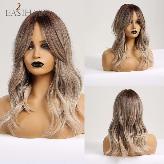 Short Straight Bob Wigs with Bang Golden Brown Natural Synthetic Hair for Women Daily Cosplay Heat Resistant Fiber Wigs The Clothing Company Sydney