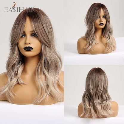 Short Straight Bob Wigs with Bang Golden Brown Natural Synthetic Hair for Women Daily Cosplay Heat Resistant Fiber Wigs The Clothing Company Sydney
