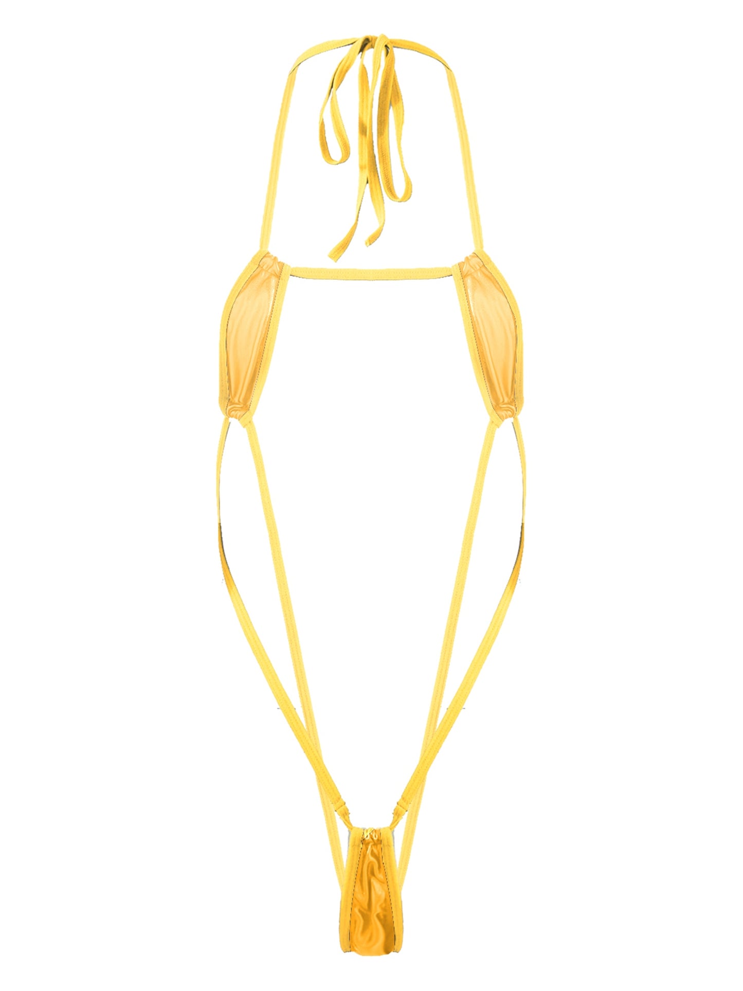 Adults Metallic Shiny Micro Monokini One-piece Bathing Suit Halter Lace-up Bodysuit Swimwear Backless Swimsuit The Clothing Company Sydney