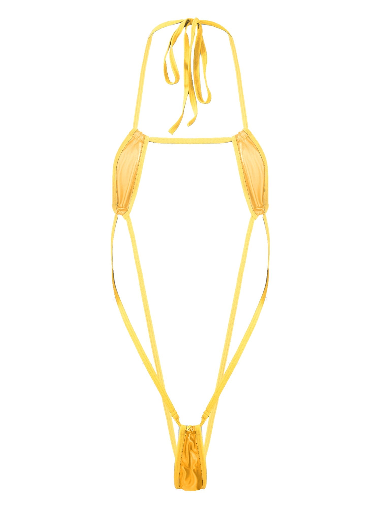 Adults Metallic Shiny Micro Monokini One-piece Bathing Suit Halter Lace-up Bodysuit Swimwear Backless Swimsuit The Clothing Company Sydney