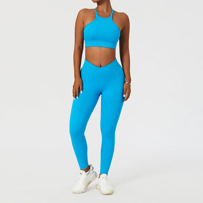2 Piece Women's Yoga Set Workout Shirts Sport Pants Bra Gym Suits Fitness Shorts Crop Top High Waist Running Leggings Sports Sets The Clothing Company Sydney