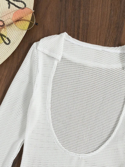 Slit Cuff Plunge Neck Three Piece Bikini Set with Cover Up Plain Swimsuit Women Swimwear Summer Beach Bathing Suit The Clothing Company Sydney