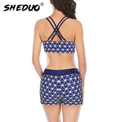 Two Piece Plus Size Tankini Swimming suits Swimwear Patchwork Bikini White boho Printed Swimsuit The Clothing Company Sydney