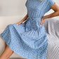 Floral Pleated A Line Long Dress Spring Summer Short Sleeve High Waist Chic Dress The Clothing Company Sydney
