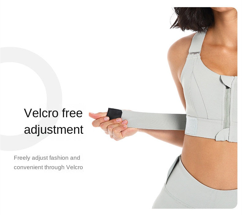 Front Zipper Sports Bra Gym Plus Size 5XL Velcro Adjustable Fitness Yoga Shockproof High Support All-in-one Bras Top The Clothing Company Sydney