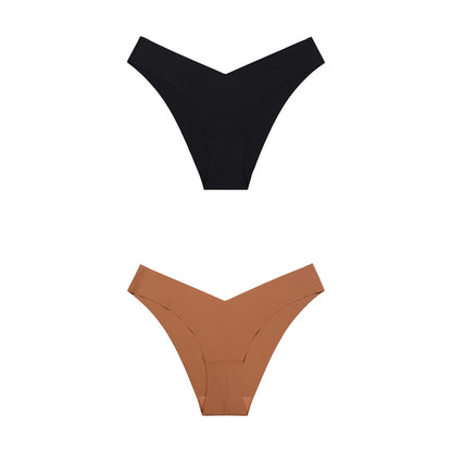 2 Pack Seamless Panties for Women Ice Silk Low Waist Underwear Fitness Sports Lingerie T-back G-string Thong Underwear The Clothing Company Sydney