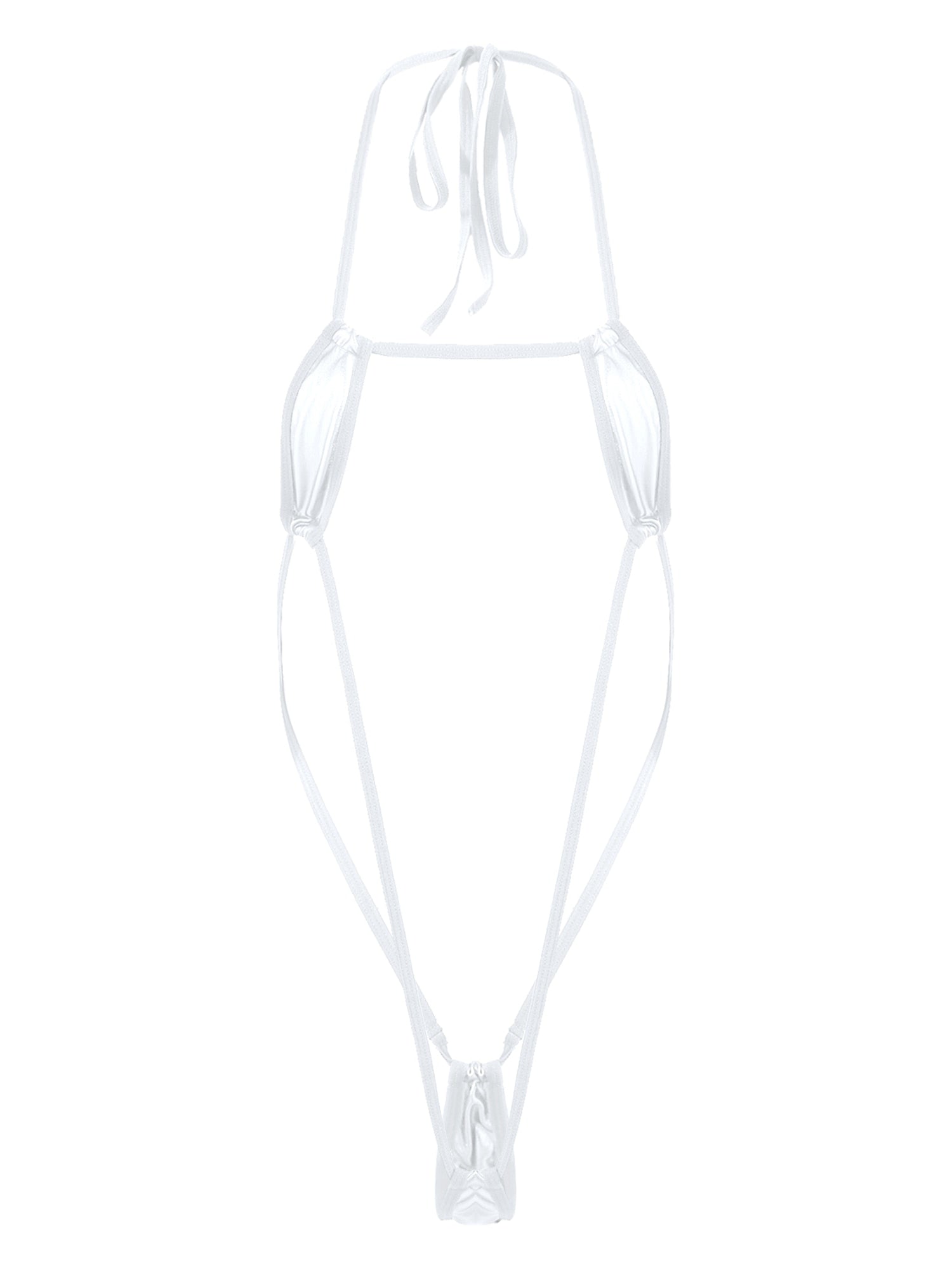 Adults Metallic Shiny Micro Monokini One-piece Bathing Suit Halter Lace-up Bodysuit Swimwear Backless Swimsuit The Clothing Company Sydney