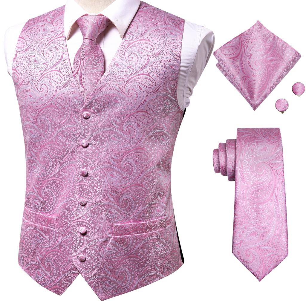 4Piece Mens Vest for Suit Luxury Paisley Floral Plaid Suit Silk Vest and Tie Set Blue Gold Red Sliver Wedding Vest The Clothing Company Sydney