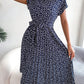Floral Pleated A Line Long Dress Spring Summer Short Sleeve High Waist Chic Dress The Clothing Company Sydney