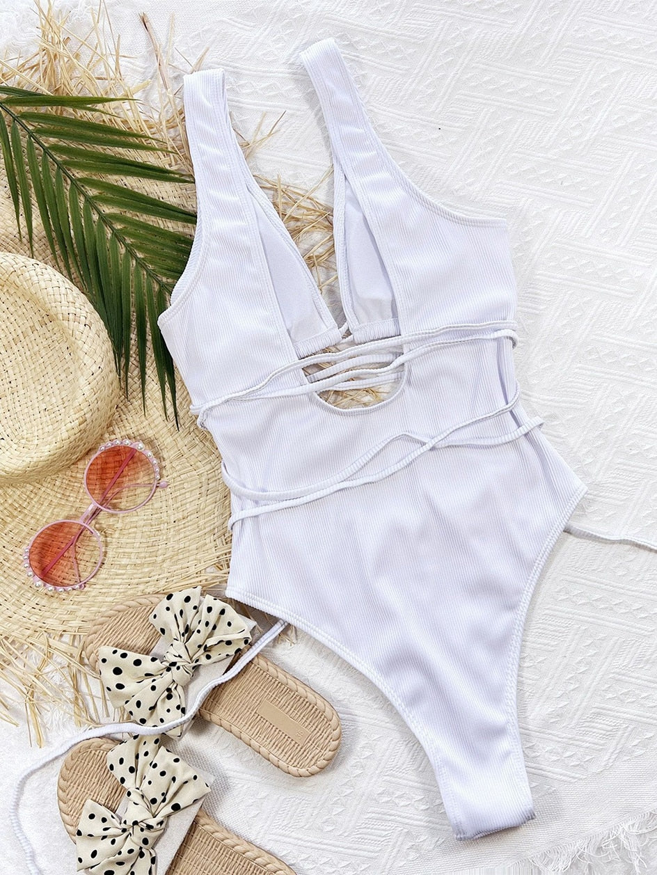 Leopard Strapped Swimwear High Cut One Piece Swimsuit Monokini Push Up Summer Beach Wear Bathing Suit The Clothing Company Sydney