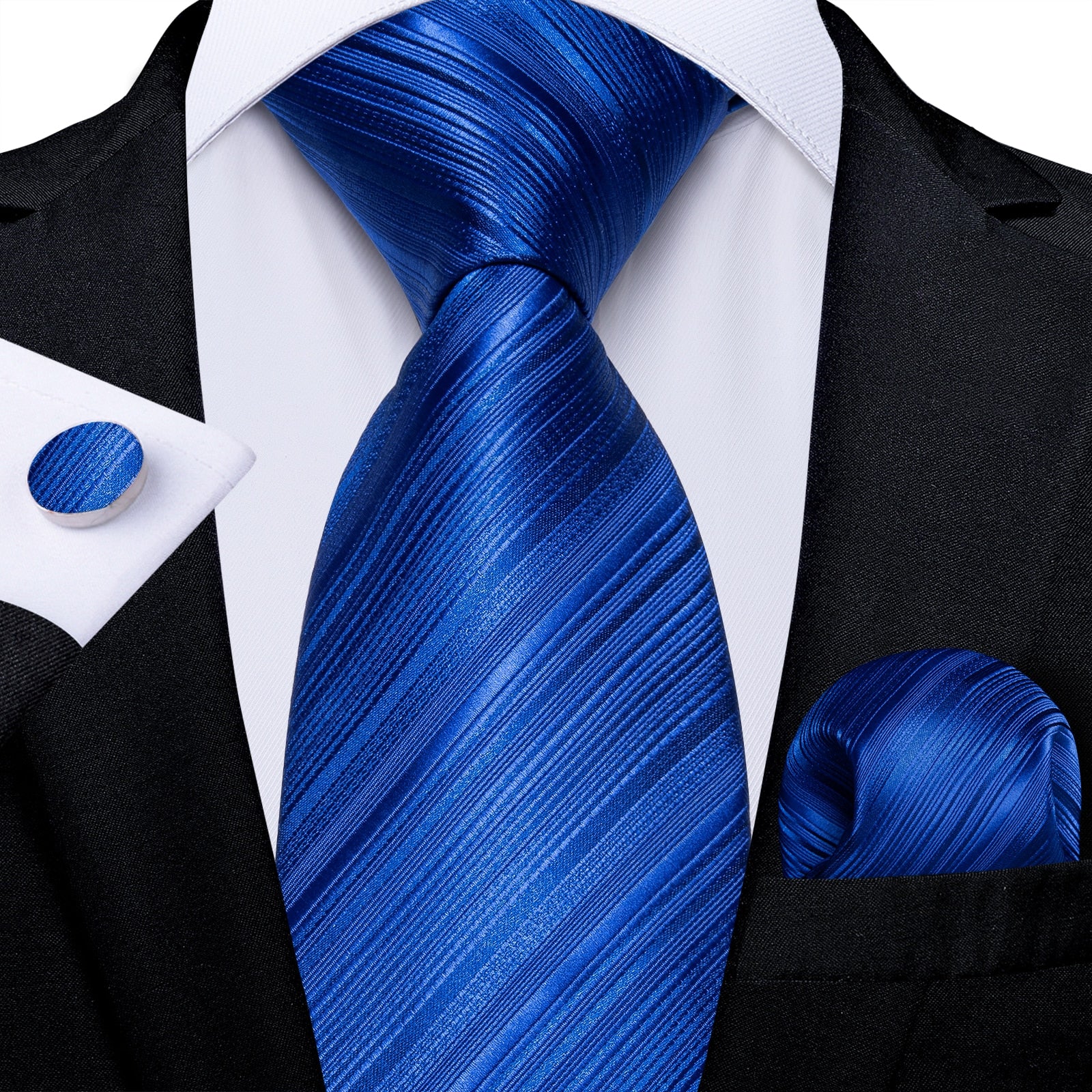 3 Piece Classic 100% Silk Men's Ties 8cm Blue Plaid Dot Striped Business Necktie Handkerchief Wedding Party Tie Set The Clothing Company Sydney