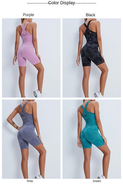 Seamless Jumpsuits Yoga Set Sports Fitness High Waist Hip Raise Back Jumpsuits Workout Clothes Gym Leggings Set for Women The Clothing Company Sydney