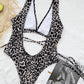 Leopard Strapped Swimwear High Cut One Piece Swimsuit Monokini Push Up Summer Beach Wear Bathing Suit The Clothing Company Sydney