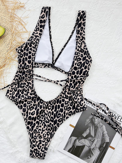 Leopard Strapped Swimwear High Cut One Piece Swimsuit Monokini Push Up Summer Beach Wear Bathing Suit The Clothing Company Sydney