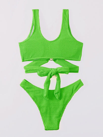 Metal Ring Textured Bikini Swimsuit Swimwear Push Up Bikini Set Bather Bathing Suit Beach Wear Bandage Bikini Set The Clothing Company Sydney