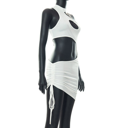 Irregular Cut Out Mini Bodycon Dress Summer Going Out Club Wear Outfits White Black Dresses The Clothing Company Sydney