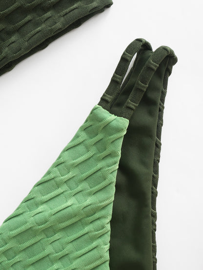 Two Tone Color Block O-ring Honeycomb Textured Bikini Swimwear Mix & Match Swimsuit Separates Beach Top And Bottom The Clothing Company Sydney