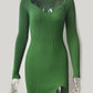 Green Long Sleeve Knitted Dress Elegant Sweetheart Neck Party Autumn Winter Bodycon Sweater Dress The Clothing Company Sydney