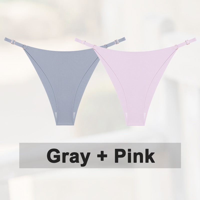 2 pack Seamless Silky G-String Thongs Lingerie Low Rise Panties Adjustable Waistband Straps Hipster Underwear Intimates The Clothing Company Sydney