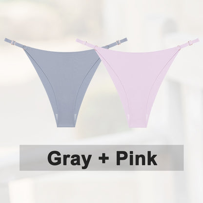 2 pack Seamless Silky G-String Thongs Lingerie Low Rise Panties Adjustable Waistband Straps Hipster Underwear Intimates The Clothing Company Sydney