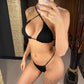 Crinkled  Extreme String Mini Micro Thong Women Swimwear One Piece Swimsuit Bather Bathing Suit The Clothing Company Sydney