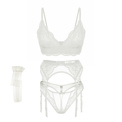 4 Piece Underwear Bra Lingerie Lace Summer Bra +Panty +Garter +Stockings Set The Clothing Company Sydney