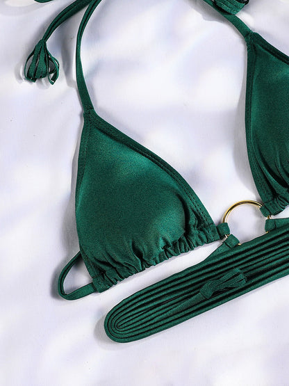 String Swimsuit Triangle Cup Type Bathing Suit Swimwear High Cut Drawstring Bandage Bikini Set The Clothing Company Sydney