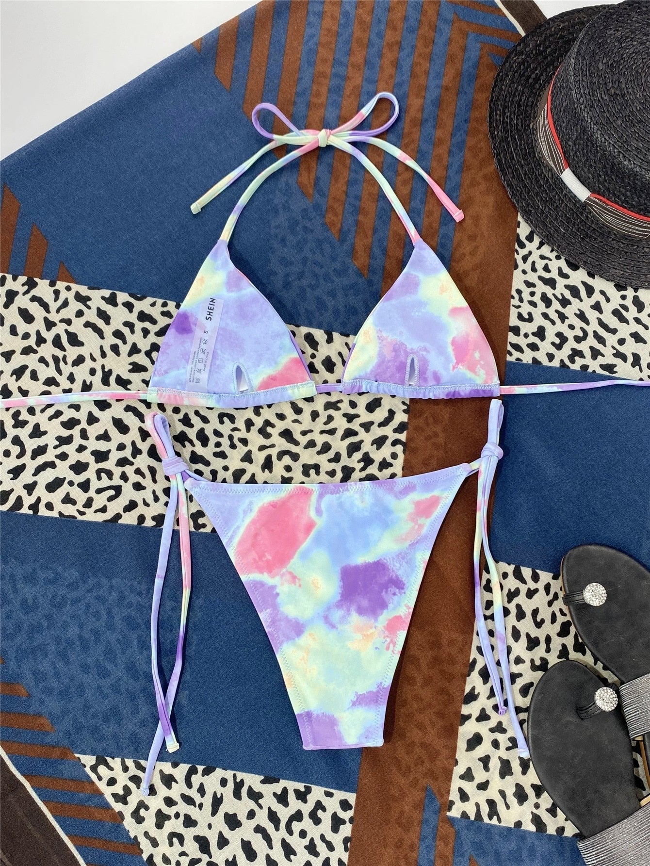 2 Piece Tie Dye Micro Triangle Halter Tie Side Bikini Swimsuit Swimwear Bikini Set Summer Beach Bathing Suit The Clothing Company Sydney