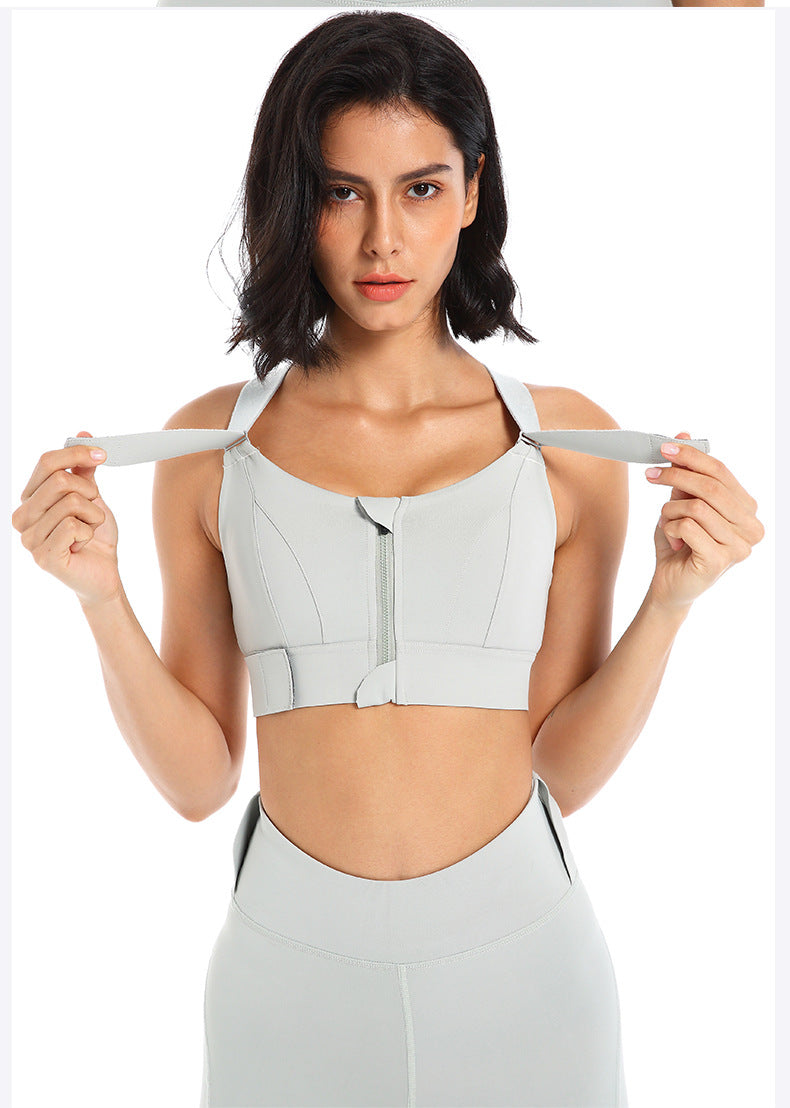 Front Zipper Sports Bra Gym Plus Size 5XL Velcro Adjustable Fitness Yoga Shockproof High Support All-in-one Bras Top The Clothing Company Sydney