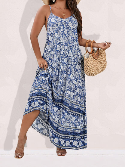 Ditsy Floral Maxi Cami Dress Backless Plus Size Women's Summer Elegant Large Hem Beach Dresses The Clothing Company Sydney
