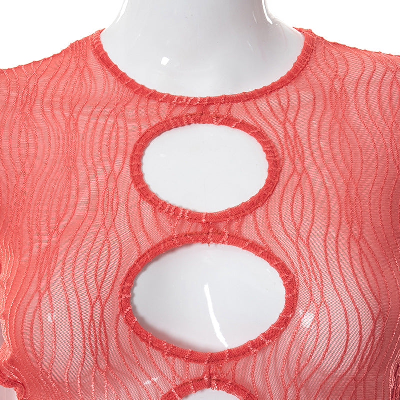 Print Hollow Out Lace Up Mini O Neck Short Sleeve See Through Summer Fairy Grunge Dress The Clothing Company Sydney