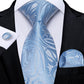 Classic 100% Silk Men's Ties 8cm Blue Plaid Dot Striped Business Necktie Handkerchief Wedding Party Tie Set The Clothing Company Sydney