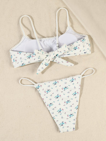 String Swimsuit Triangle Cup Type Bathing Suit Swimwear High Cut Drawstring Bandage Bikini Set The Clothing Company Sydney