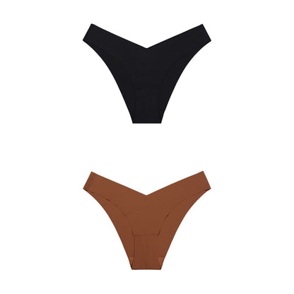 2 Pack Seamless Panties for Women Ice Silk Low Waist Underwear Fitness Sports Lingerie T-back G-string Thong Underwear The Clothing Company Sydney