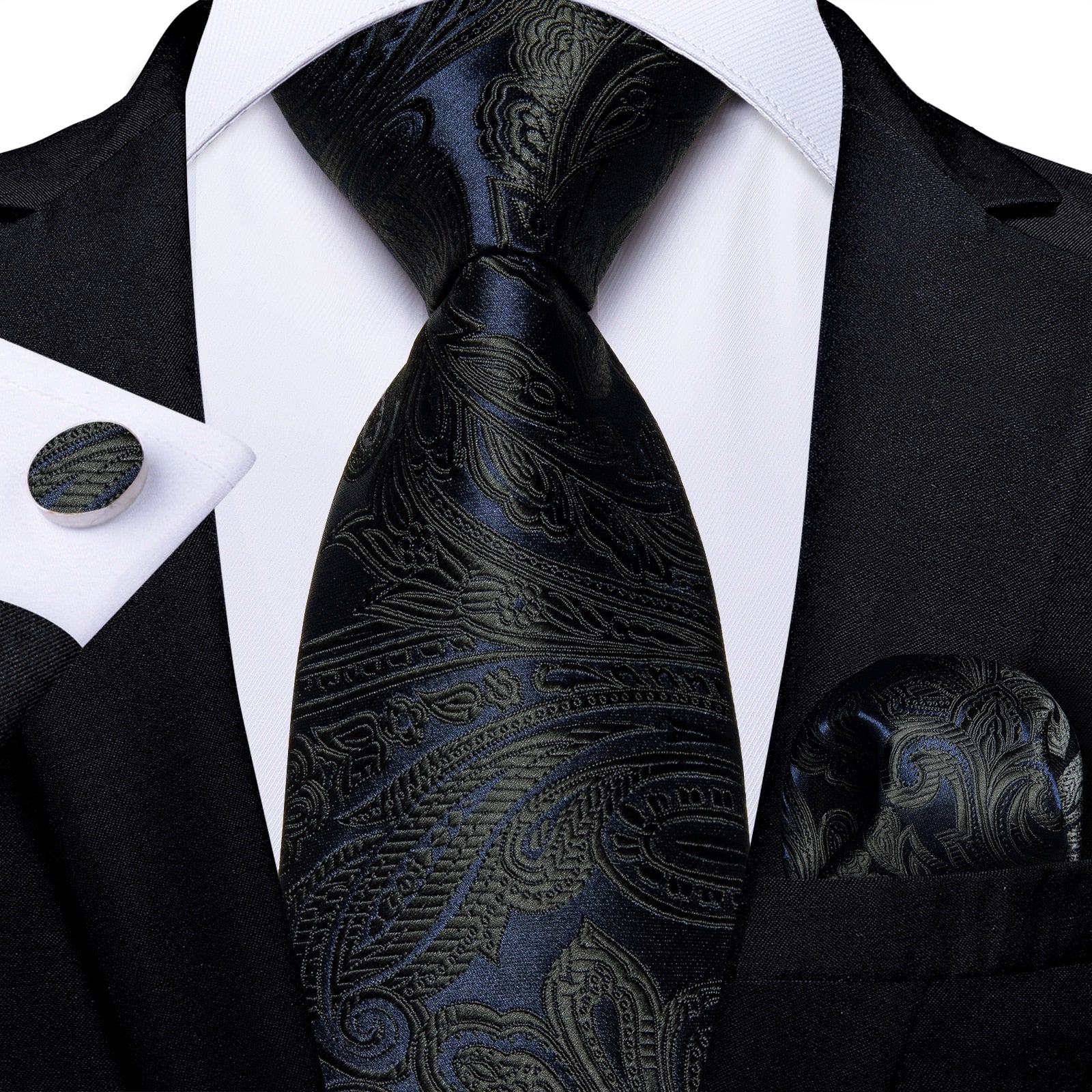 Classic 100% Silk Men's Ties 8cm Blue Plaid Dot Striped Business Necktie Handkerchief Wedding Party Tie Set The Clothing Company Sydney