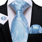 Classic 100% Silk Men's Ties 8cm Blue Plaid Dot Striped Business Necktie Handkerchief Wedding Party Tie Set The Clothing Company Sydney