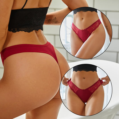 4 Pack set V-Waist Women Cotton G-string Lace Lingerie Panties Thongs Femme Underwear Underpant Intimates The Clothing Company Sydney