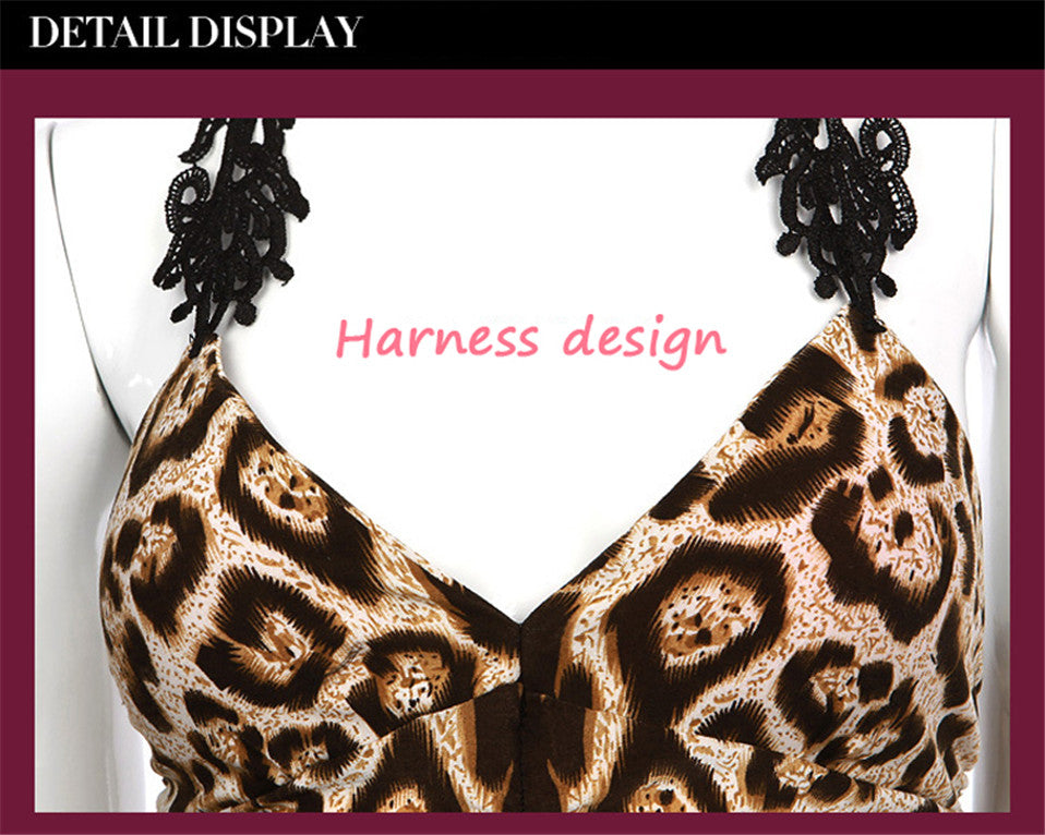 Leopard Print V-Neck Bodycon Long Dress Lace Up Backless Summer Dresses Straps Party Beach Vestidos Outfits The Clothing Company Sydney