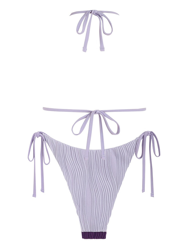 Two Piece Swimwear Ribbed Bohemian Paisley Print String Halter Bikini Set Women Tie Side Swimsuit Colorblock Bathing Suit The Clothing Company Sydney